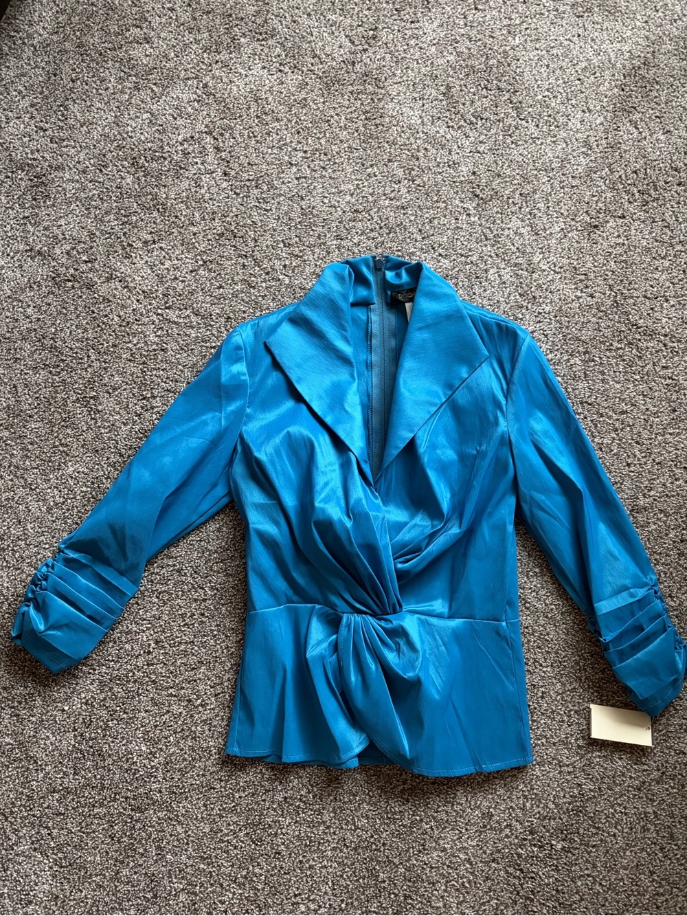 Tadashi Shoji Vibrant Teal Draped Twist-Front Blouse